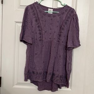Short-Sleeve Purple Blouse